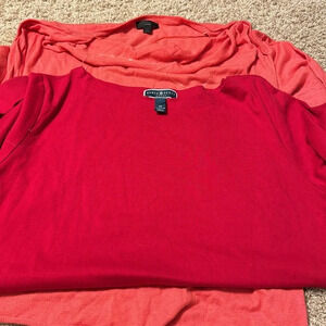 2Pk Women’s Sz 3XL Shirts Worthington Coral Top 3XL, Karen Scott Red
